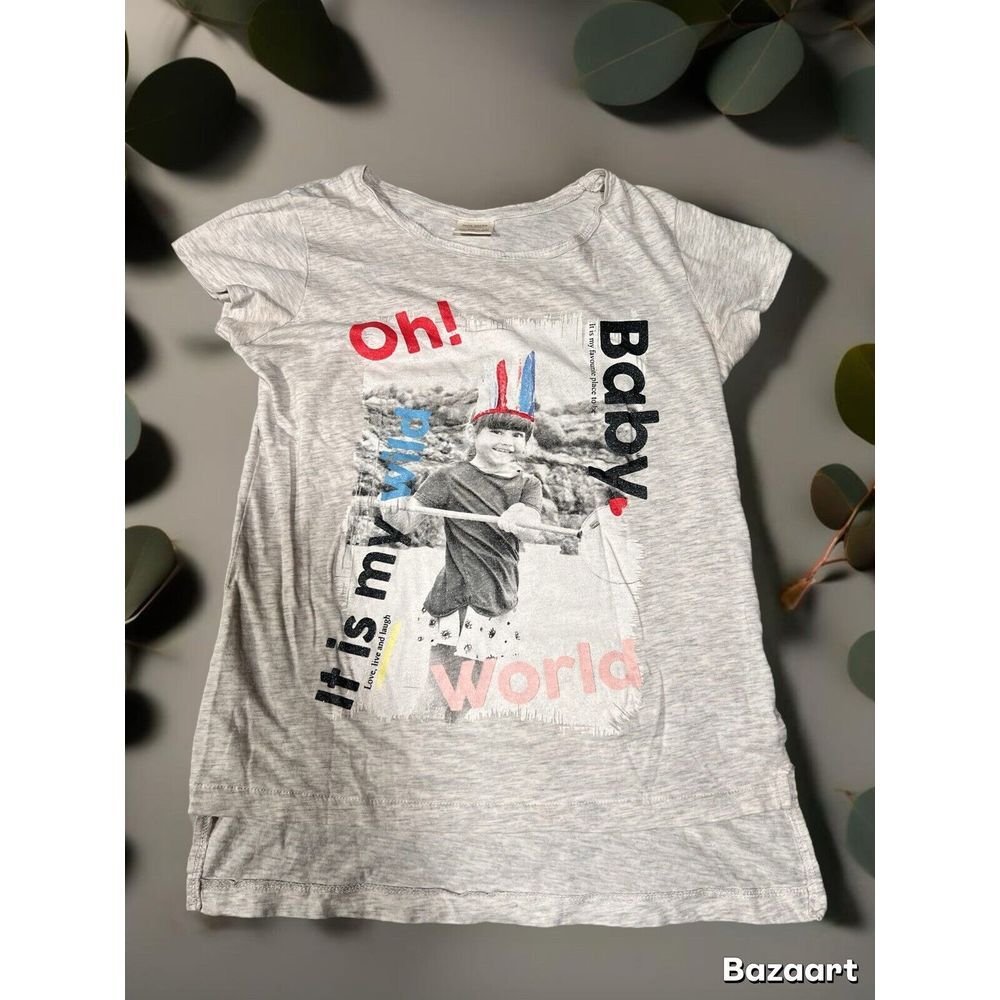 Zara Collection Girls Gray Short Sleeve T-shirt Size 9/10 Graphic Print‎